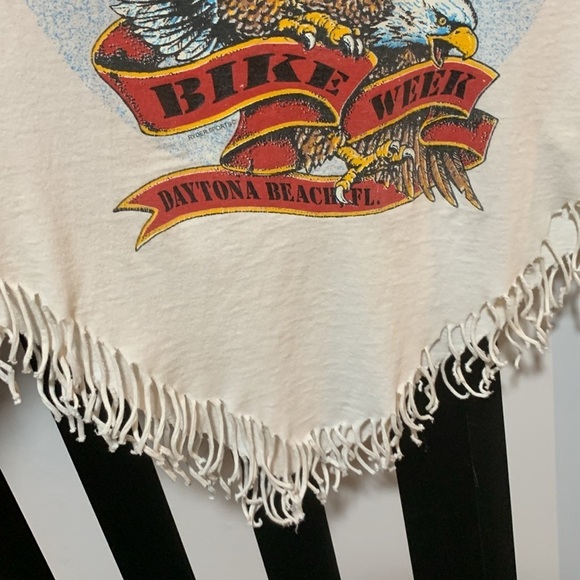 Rare Custom Fringe 1997 Daytona Bike Week Bald Eagle Vintage Cotton Tee Shirt - Picture 6 of 13